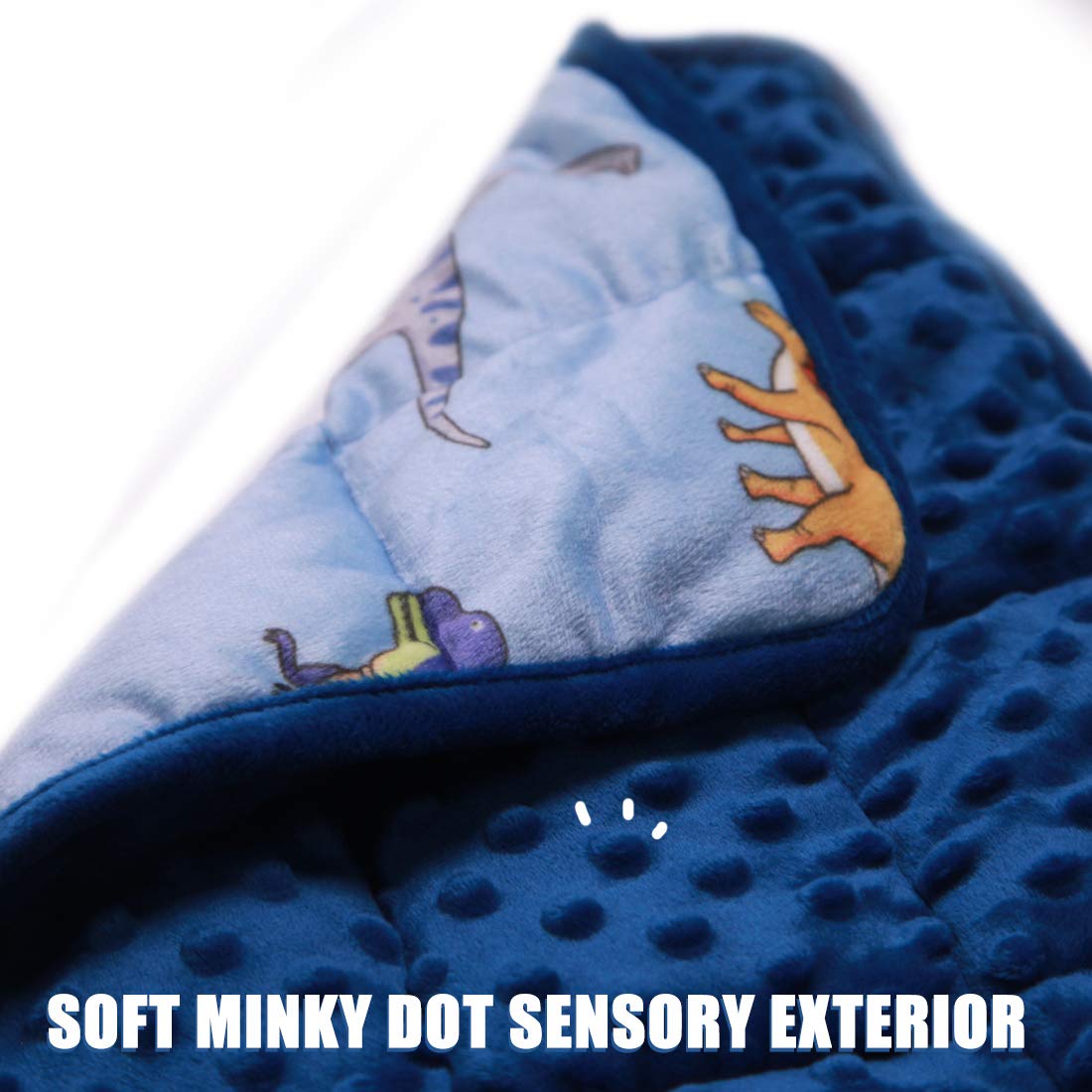 MAXTID Weighted Lap Pad for Kids 5 Pound Travel Size Mini Weighted Lap Blanket Blue Dinosaur 16"x22" for Kids Boys Sensory Gifts