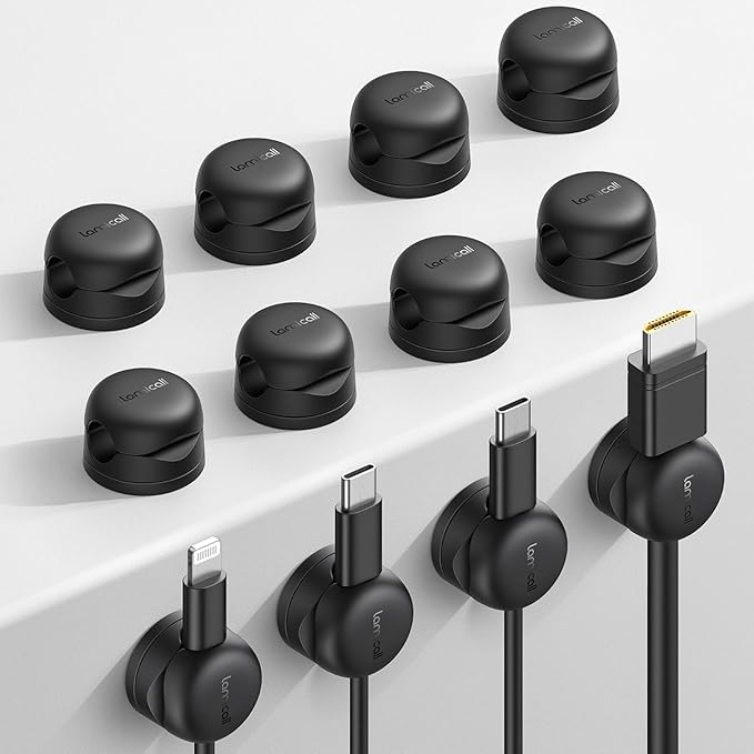 Lamicall 12Pack Rotatable Cord Organizer, Desk Office Nightstand Accessories - Cable Management Clips, Desk Phone Charger Holder Gadgets, Wire Organizer Keeper Home Workspace Dorm Organizers