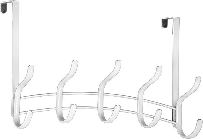 LYNK Professional® Home™ Over The Door Hooks - 10 Hook Over The Door Hanger - Over Door Coat Rack - Hanging Towels or Clothes - Bathroom, Bedroom or Laundry Room - Lifetime Ltd. Warranty – White
