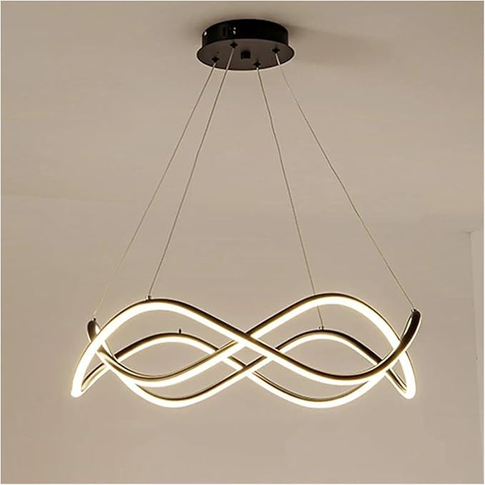 Modern Home Decor Led Lights Pendant Light Lamps for Living Room Chandeliers for Dining Hanging Indoor Lighting,Modern LED Chandelier(APP with RC Dimmable,Black-D60cm)