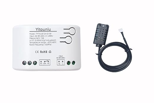 Tuya WiFi Intelligent Temperature and Humidity Sensor | 85-250V Dry Contact Relay | Real-Time Monitoring Intelligent Module | Compatible with Alexa Google
