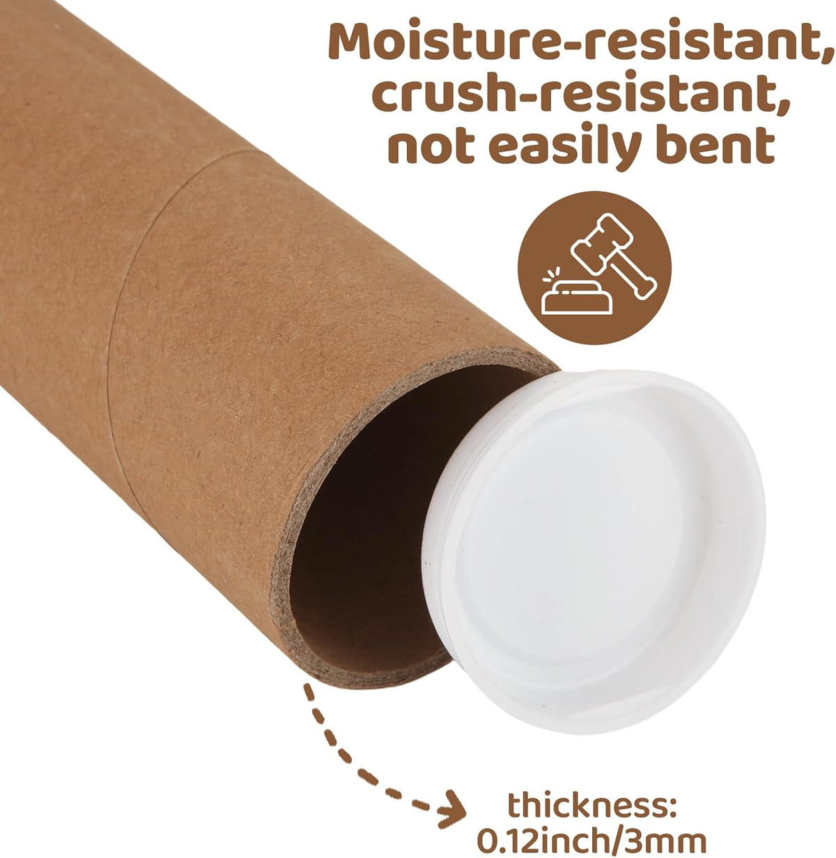 12PCS 2x16-Inch Mailing Tubes with Caps, Cardboard Shipping Tubes,Kraft Paper Tube Mailers for Shipping, Packing, Art Prints, Maps, Blueprint