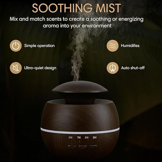 2-in-1 Air Humidifier & Aroma Diffuser Home Fragrance Room Decor Essential Oil Diffuser Humidifiers for Bedroom LED Light Color Changing Car Air Freshener (White-1)
