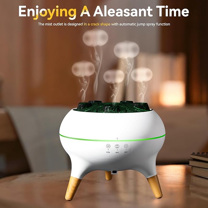 Dynamic Jellyfish Humidifier, 7 Color-Changing LED Lights, 2 Modes Fire Mist Waterless Auto Shut Off Aromatherapy Diffuser, Remote Control Humidifier for Bedroom, Office, Yoga, Gifts