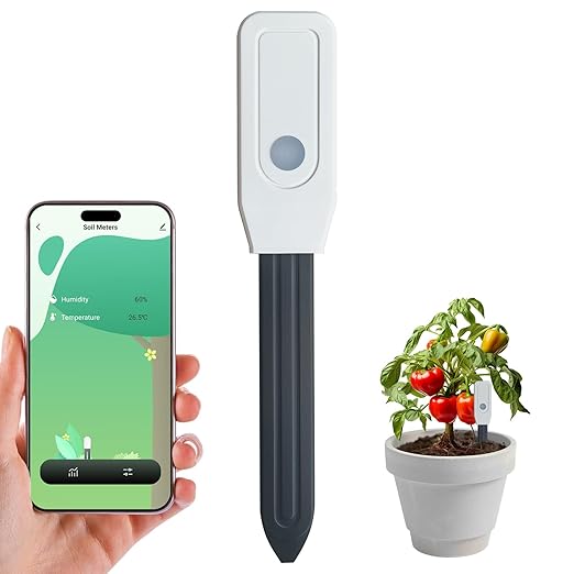 Smart WiFi Soil Moisture Meter for Plants, 2-in-1 Sensor with App Alerts | Monitor Moisture & Temperature Remotely, Real-Time Data for Indoor/Outdoor Gardening, Houseplants Care