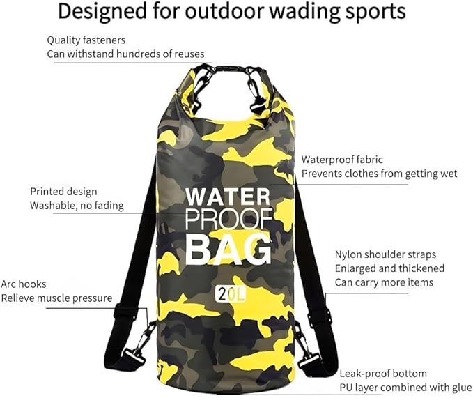 Waterproof Dry Bag Combo 5-30L Roll Top Dry Storage Bag Backpack for Kayaking Boating Beach Camping Travel Fishing, w/Phone Case & Collapsible Water Bottle & Sunglasses & Ear Band,Green 5L