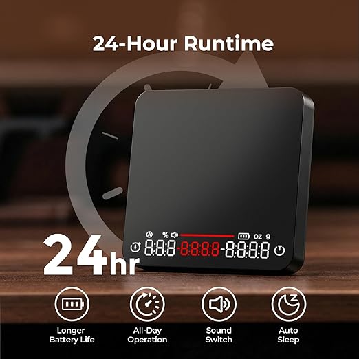 Mini Coffee Scale with Timer - VABICA USB-C Rechargeable Espresso Scale 2kg/0.1g High Precision Scale for Espresso & Pour-Over Coffee, Auto Timing, Water Ratio, Portable Digital Coffee Scale (Black)