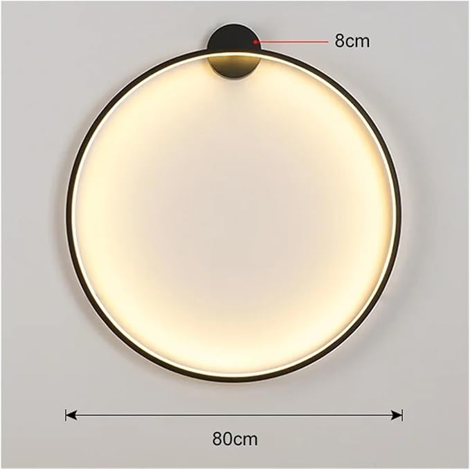 Wiring-Free Living Room Sofa Background Wall Decoration - Minimalist Bedroom lamp Ring Art Atmosphere Wall Light,Kitchen Island (Warm 80cm A)