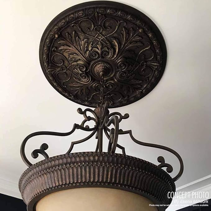 Ekena Millwork CM12BRFLS 12-1/2" x 3-7/8" x 3/4" Bradford Ceiling Medallion, Flash Gold