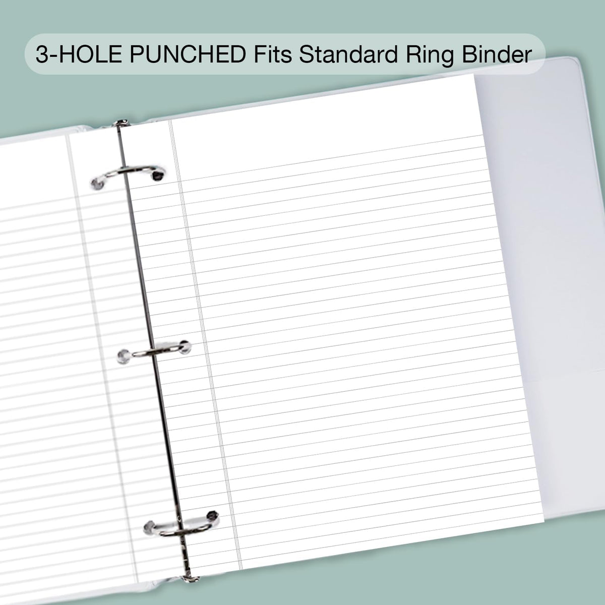 POPRUN Loose Leaf Paper, 8.5" x11" Wide Ruled, 100GSM / AA Grade Bulk Lined Filler Sheets, 3 Hole Punched for Binder Notebook, Office School Supplies, 3 Pack (300 Sheets)