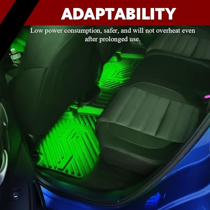 Car Interior LED Lights, Automotive Ambient Neon Light Kit with USB Port, Automotive Under Dash Decoration Night Lamp for Men and Women, 4 in 1 Decoration Lights for Car, Garden, Home, Part (Green)