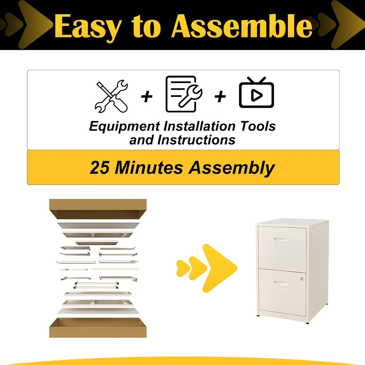 2 Drawer File Cabinet with Lock,Metal File Cabinets for Home Office,Two Drawers Cream Filing Cabinets for Home Office, Office File Cabinets for Hanging Letter,Easy Assemble