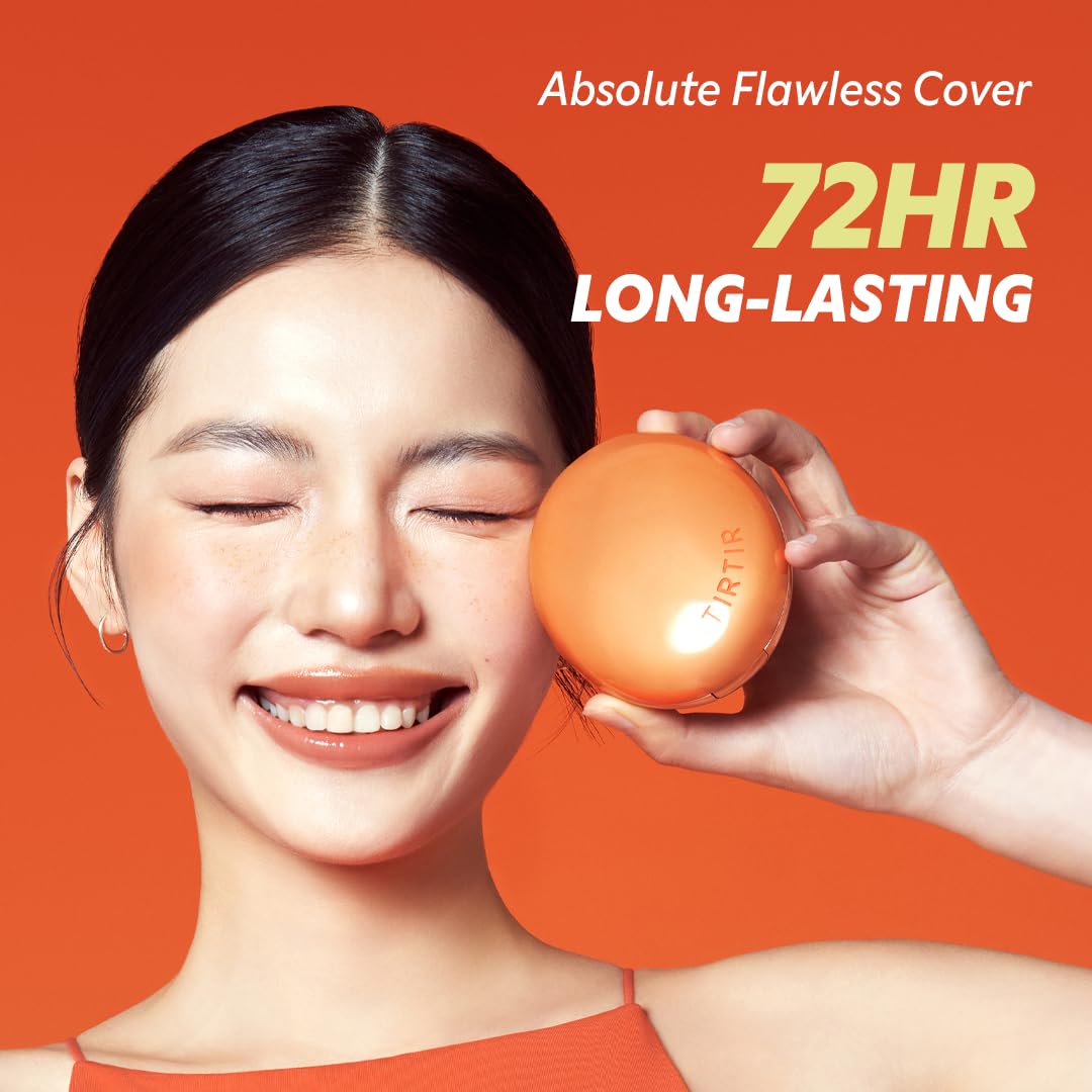 TIRTIR Mask Fit Ai Filter Cushion Foundation | AI-Like Semi-Matte Finish - Up to 72-Hour Medium to Full Coverage Korean BB Cushion Make up Beauty, #21C Cool Ivory, 0.63 Fl Oz