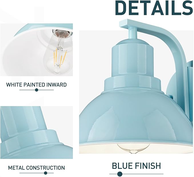 zeyu Blue Wall Mounted Light, Kitchen Wall Light Fixture for Bedroom Dining Room, Metal Dome Shade in Blue Finish, ZY24-1W SF