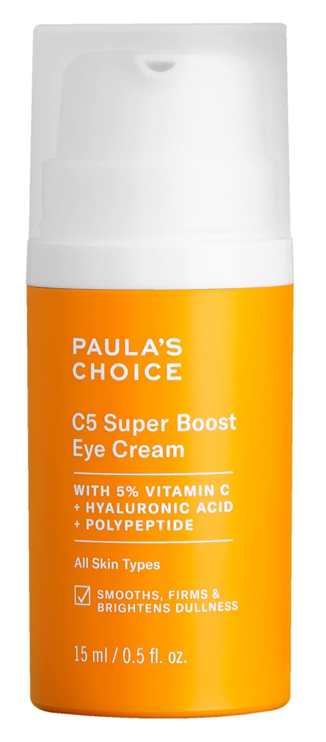 Paula's Choice C5 Super Boost Eye Cream with 5% Vitamin C, Hyaluronic Acid & Peptides, for Puffy Eyes, Dark Circles, Fine Lines & Crowâs Feet, 0.5 Fl Oz
