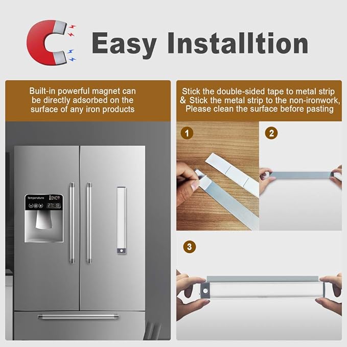 2 Pack 54LED Under Cabinet Lights, 12.5 Inch Bright Wireless Motion Sensor Light 7000K with 2200mAh USB-C Rechargeable Magnetic Mount for Kitchen, Closet & Stairs