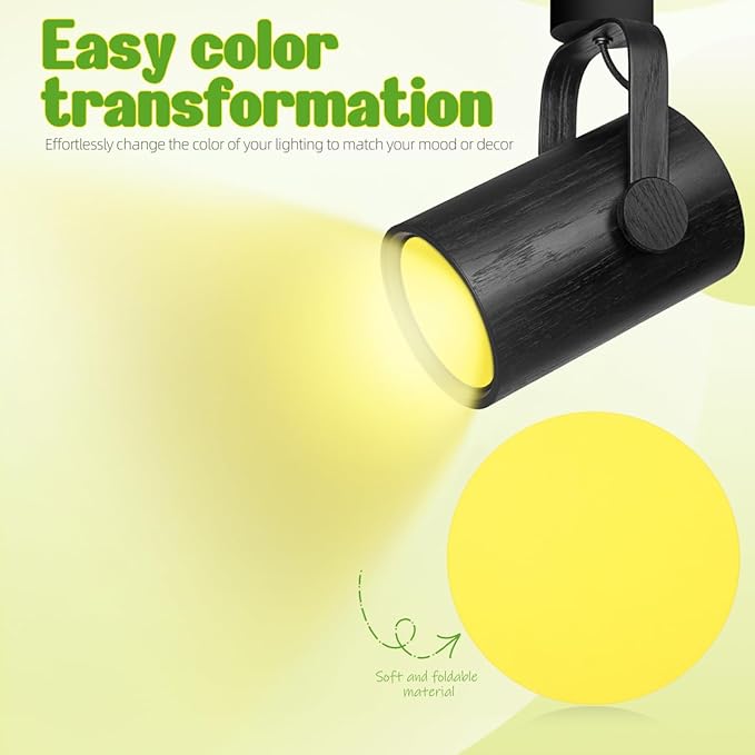 5pcs Light Dimming Film Ambient Lighting Gel 10cm Dimming Diffuser Film, Warm Color Filters Round Sheet for Led Ceiling Spotlight, Video, Yellow