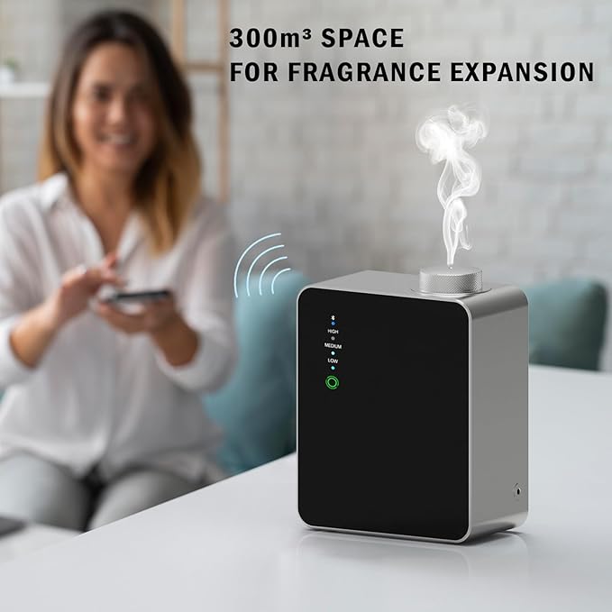 Wireless Smart Scent Waterless Home Fragrance Diffuser for Home, Spa, Office, Large Room,Cover Up to 2000 Sq. Ft, Commercial Aromatherapy Nebulizing Oil Diffuser Gift