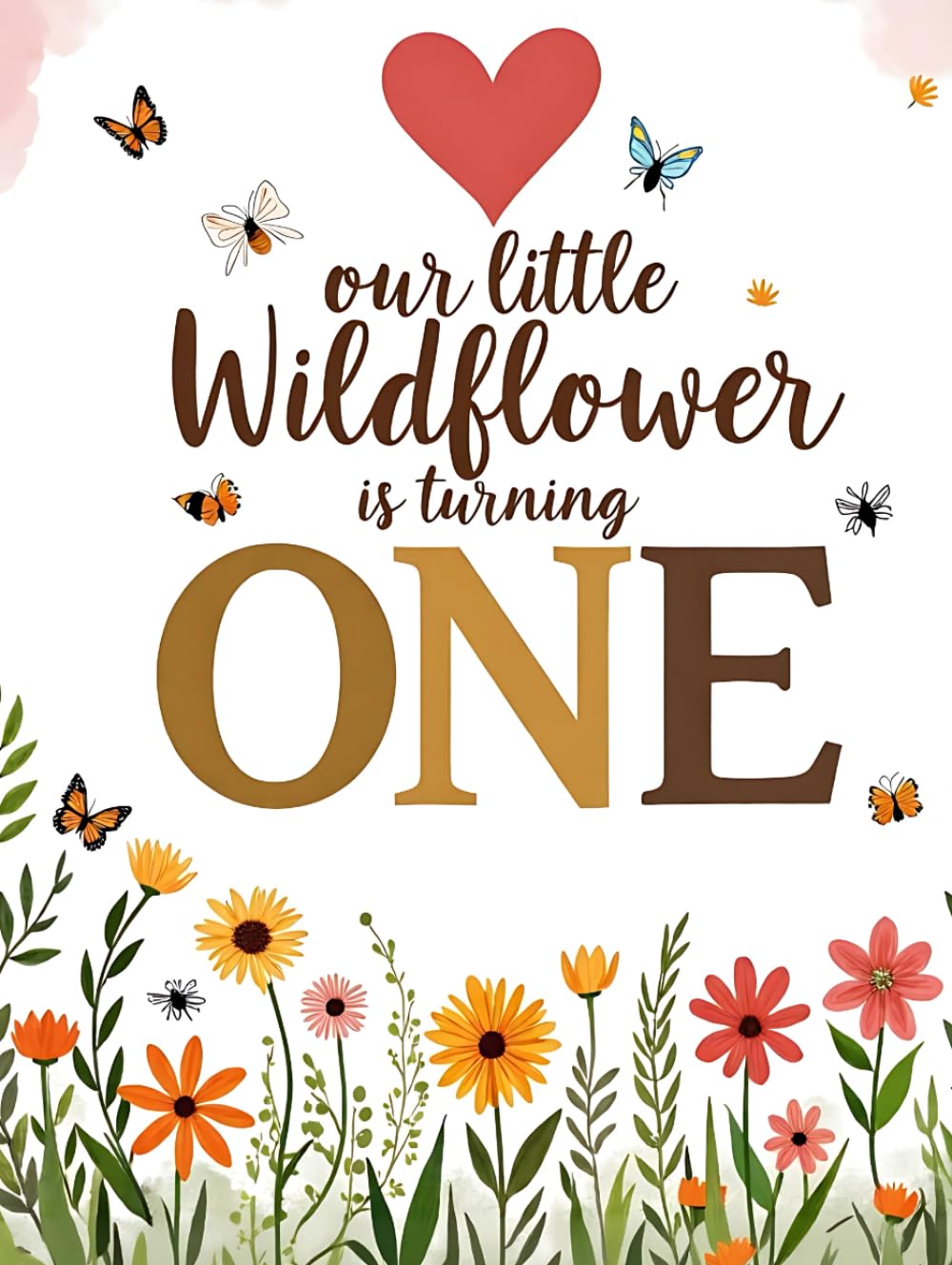 Our little Wildflower First Birthday Guest Book: Floral Party Sign In Book & Keepsake with Gift Log and Photo Pages: Perfect for a Boho Wildflower, ... for Guests to Share Wishes & Special Memories