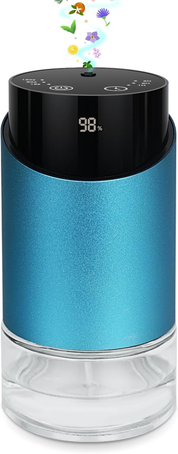 Waterless Essential Oil Diffuser Aromatherapy Scent Diffusers for Home Large Room, Bedroom, Car, Office, Battery Operated Mini Portable Air Freshener, 3 Countdown Timers & 3 Mist Levels