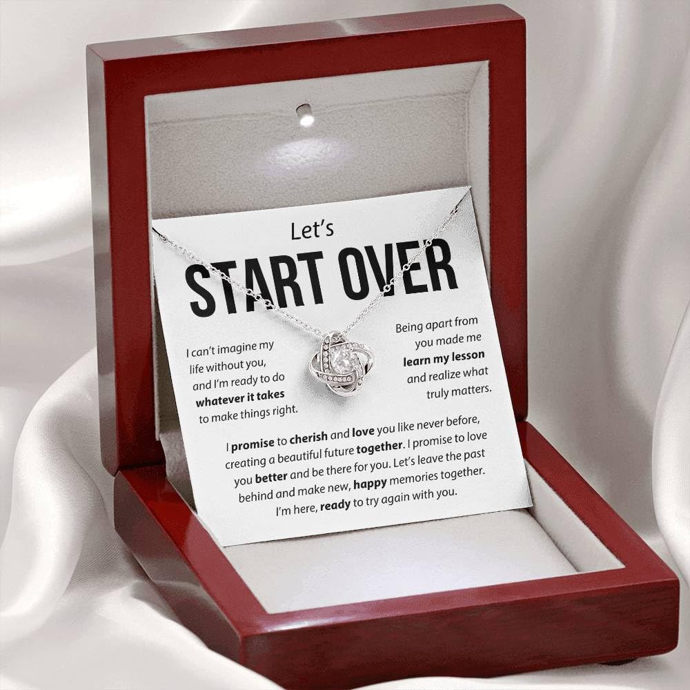 Start Over Necklaces, To My Soulmate Necklace For Women, Gift For Girlfriend, Personalized Birthday Gift For Her Anniversary Valentine, To My Wife Necklace From Husband (Luxury Led Box, Silver)