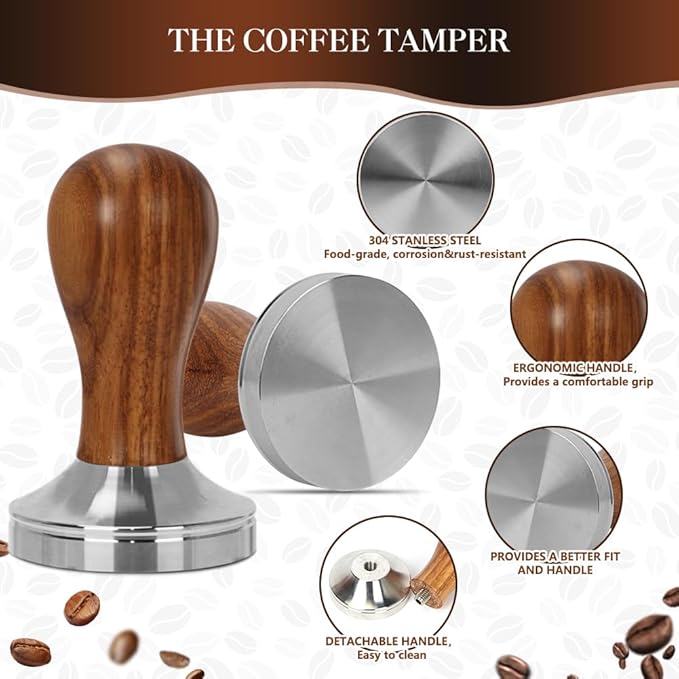 Y-Step 58mm Espresso Accessories Kit, 23 PCS Coffee Tamper Set Barista Tools Kit, with Sandalwood Espresso Tamper, Coffee Stirrer, Frothing Pitcher, Tamper Mat, Latte Art Pen for Espresso Machine