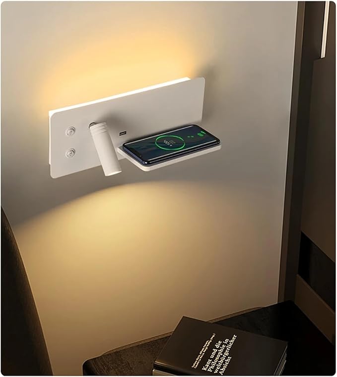 Wireless Charging Column Modern Minimalist Style LED Tone Wall Light Black White Luxury Home Decor Home Appliances Bedroom Nightstand, Led Chandeliers