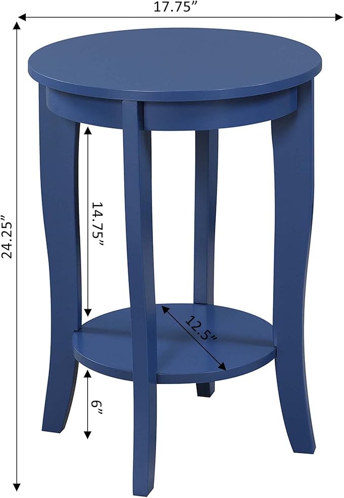 Convenience Concepts American Heritage Round End Table, Cobalt Blue