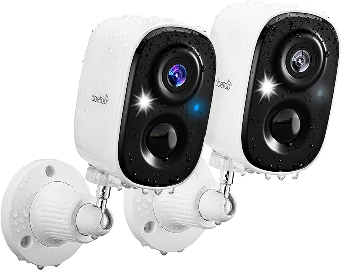 2K Wireless Security Cameras - Outdoor WiFi Security Cameras Color Night Vision, AI/PIR Detection, 2-Way Talk, Cloud/SD, Weatherproof, Battery Powered Outdoor Cameras (White2)