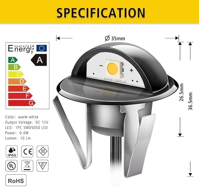 Recessed LED Deck Lighting Kits DC12V Low Voltage F1.38 Waterproof IP 65，In Ground Lights for Steps,Stair,Patio,Floor,Pool Deck,Kitchen,Outdoor Landscape Lighting (1pcs,Blue)
