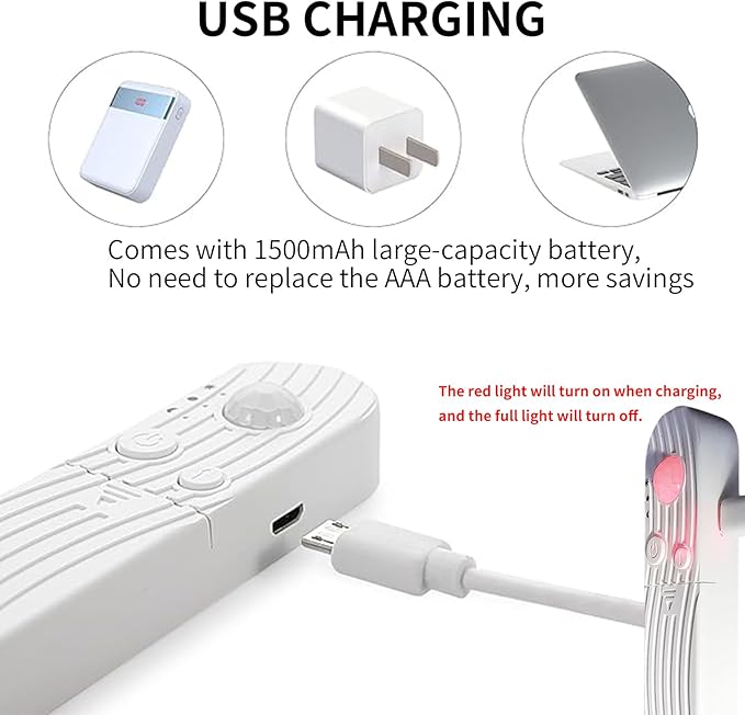 5V Motion Sensor Dimmable USB Rechargeable COB LED Strip Lights,Built-in 1500mAh Battery,Three Modes,6.56FT/2M,Natural White 4000K,320LEDs/M,Night for Closet,Wardrobe,Bed,Stairs,Kitchen