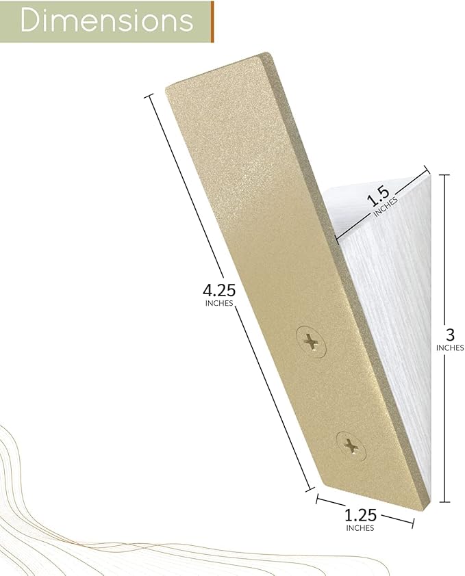 Homeforia Gold Wall Coat Hooks, High End White Wood & Gold Metal Wall Mounted Clothing Hook, Mid-Century Modern Clothes Hooks, Heavy Duty Wooden Hook for Hanging Coats, Hats, Towels & More, Set of 2