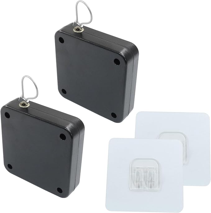 2Pcs Automatic Sliding Door Closer Punch Free Door Closer Automatic Door Closer Steel Drawstring for Bedroom/Bathroom/Office (500g Tension, Black)