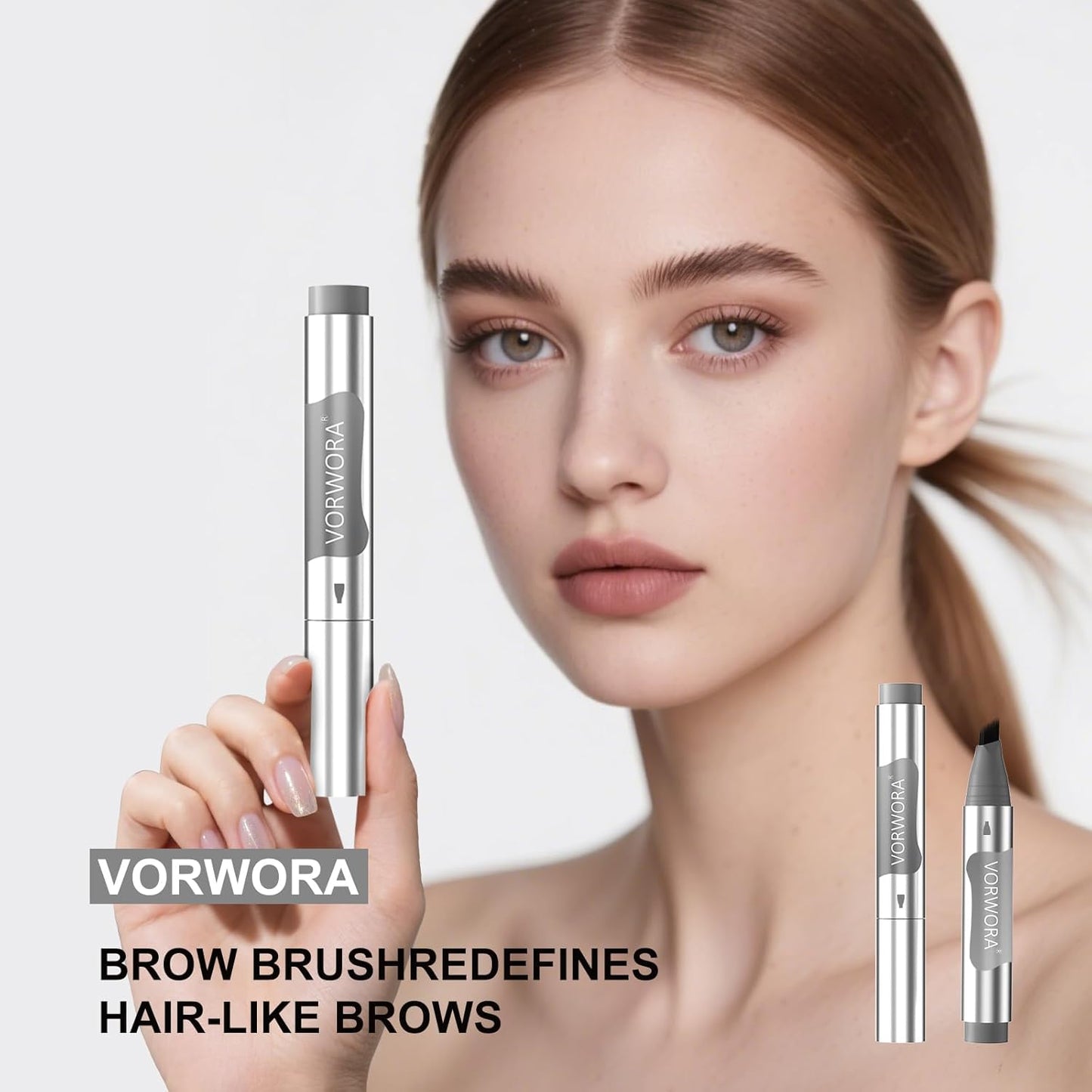Quik Eyebrow Pen, Microblading Eyebrow Pencil, Brow-Fection Angled Brush Upgraded Dip, Long Lasting Smudge Proof, Easy to Color, Soft Black