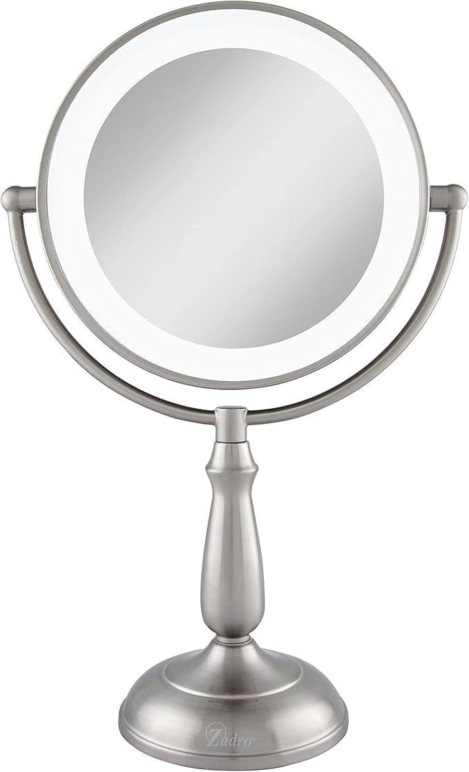 Zadro 11" Makeup Mirror with Lights and Magnification Dimmable Touch LED Lighted Makeup Mirror with Magnification