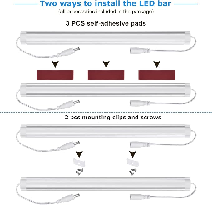 Litever Under Cabinet LED Lighting Kit, Super Bright, 6 PCS 12” Slim Light Bars, 31W 2000 Lumen, Dimmable, Plug or Wired Power Adapter, for Kitchen Cabinets Counter Shelf Workbench (Warm White 3000K)