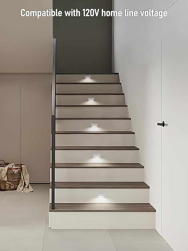 LEONLITE White 5CCT 120V LED Step Lights, 150LM 5%-100% Dimmable Stair Lights Indoor Outdoor IP65 Waterproof, Aluminum Anti-Glare Shell, CRI90 ETL 2700K/3000K/3500K/4000K/5000K, Pack of 3