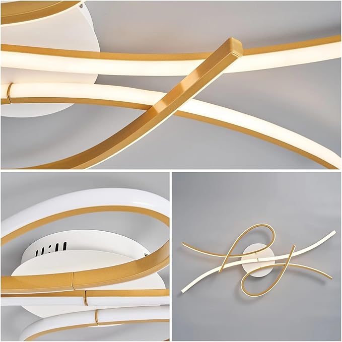 Smart Home Led Pendent Light Living Room Bedroom Study Room Hanging Light Black/Gold Art Decoration Chandelier, Kitchen