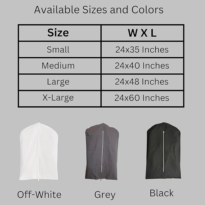 Garment Bag for Hanging Clothes – Organic Cotton Suit & Coat Cover with Zipper | Breathable Closet Organizer for Travel & Storage (Small (24"x35"), Off-White)