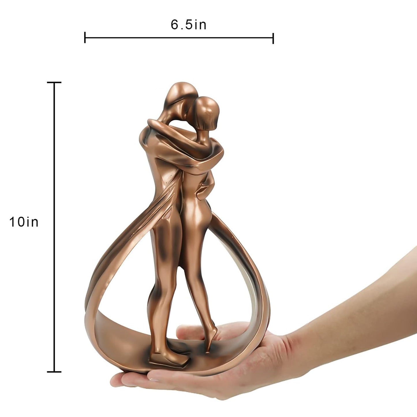 DreamsEden Romantic 7th Anniversary, Resin Modern Couple Sculpture & Metal Rose with Stand - Wedding Anniversary Birthday Valentine's Day Gifts for Wife Girlfriend