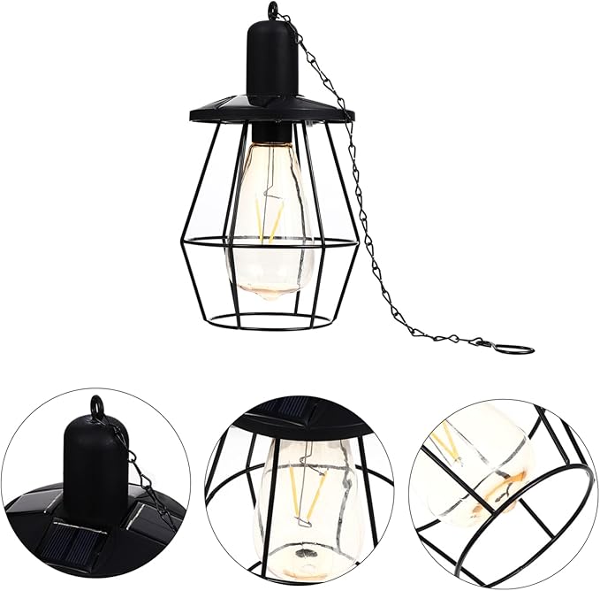 Retro Solar Hanging Lamp Wrought Iron Garden Light for Outdoor Decor Landscape Illumination for Patios and Courtyards Creative Design High Brightness