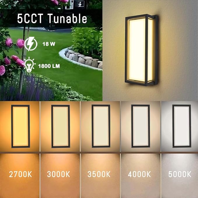 Smart Outdoor Lights Color Changing 2 Pack, RGB+2700K-6500K Outdoor Wall Sconce Aluminum Exterior Lighting Fixtures Waterproof Antirust, APP Control Up and Down Lights