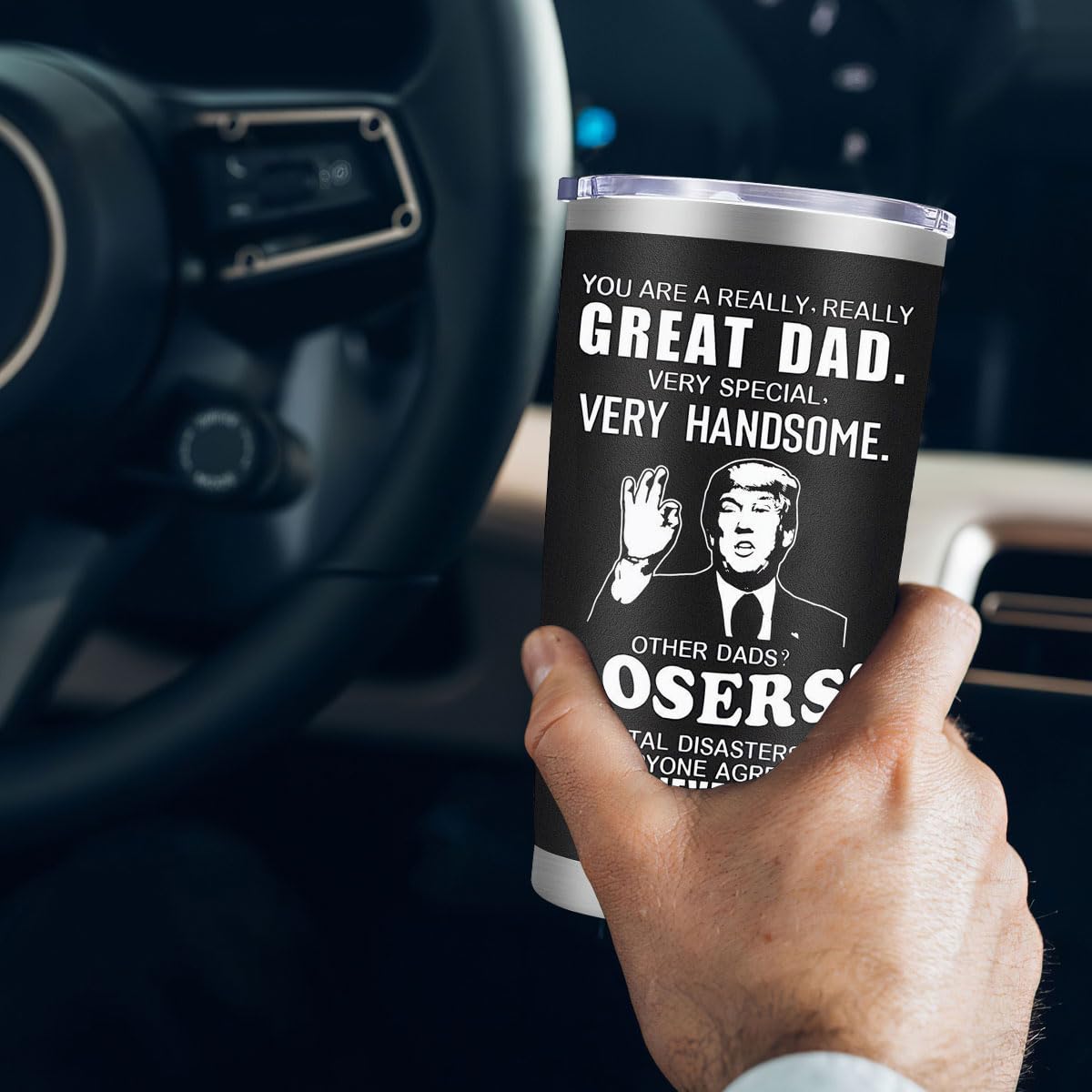 LEIOH Fathers Day Dad Gifts from Daughter Son,Dad Birthday Gifts,Fathers Day Birthday Gift for Men Papa Grandpa Uncle Stepdad,20 oz Tumbler Mug Black