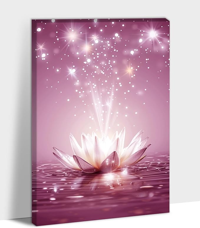 Zen Lotus Floral Pictures Wall Art, Water Lily Bloom Picture, Lotus Flower Canvas Art Print, Calm Relax Poster, Spiritual Zen Flower Print for Zen Office Decor Meditation Poster28x40 inch
