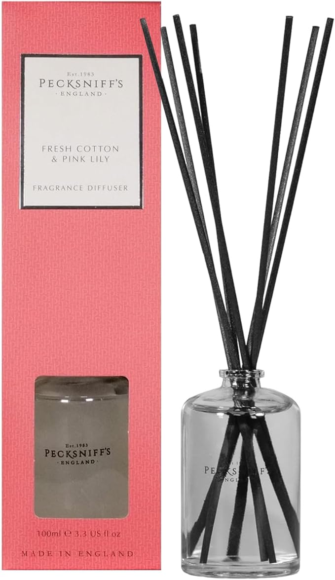 Pecksniff's Fresh Cotton & Pink Lily Diffuser | 100ml/3.38 Fl Oz