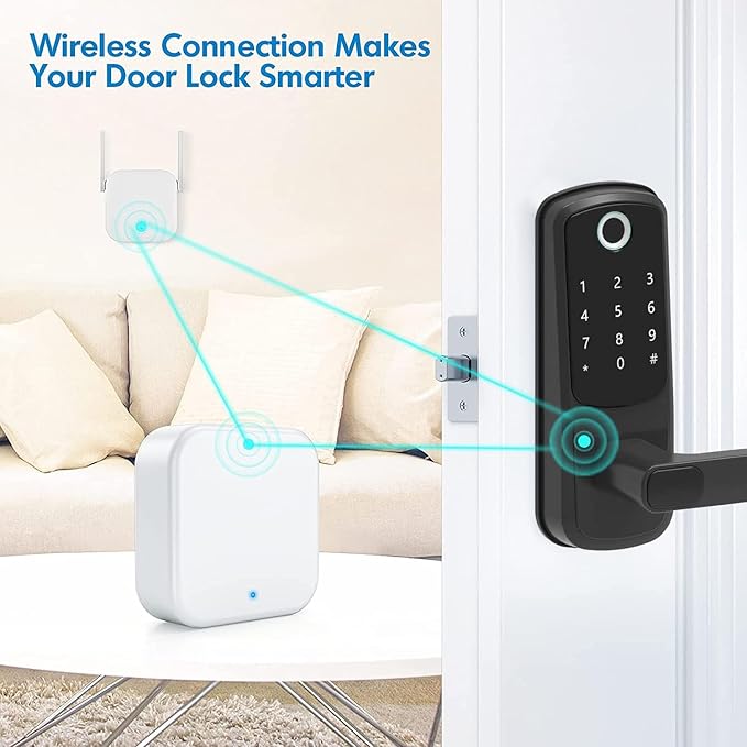 G2 Wi-Fi Gateway Bluetooth Gateway for TTLock, Bluetooth Keyless Entry Electronic Door Lock Wi-Fi Bridge, G2 Hub, Remote Control Smart Fingerprint Lock, Work with Alexa Voice Control, White