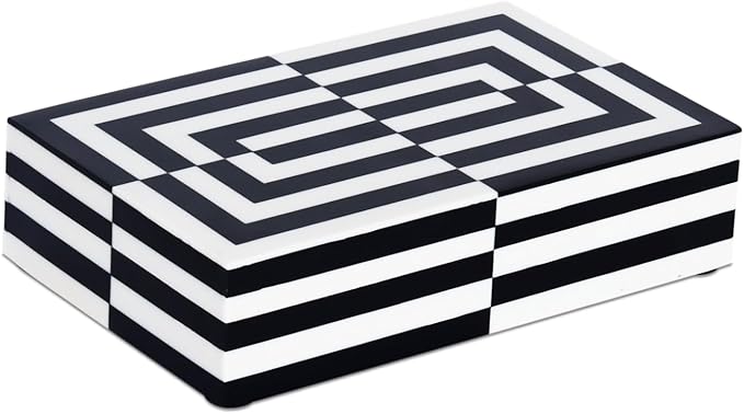 Handicrafts Home Black and White 3D Illusion Jewelry Storage Box – Geometric Decorative Organizer for Earrings, Necklaces & Keepsakes – Multipurpose Gift Box 8x5x2 Inches