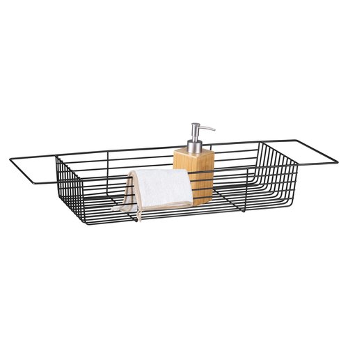 Navaris Wire Bath Tray - Metal Bathtub Caddy Rack - Over Tub Bridge Organizer Storage Shelf - Accessories Holder Basket for Bathtub - Black