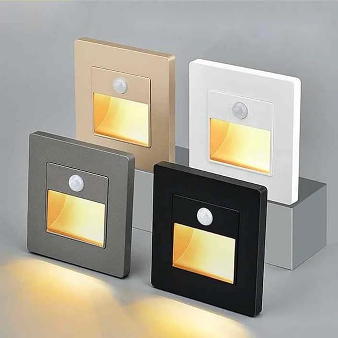 1 Pack Recessed Motion Sensor Light Indoor LED Night Lamp Sensor Intelligent Wall Light for Hallway, Kitchen, Hallway, Bedroom, Bathroom, Stairs