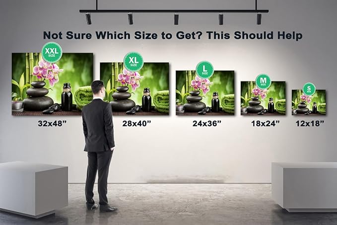 GUTTATY Zen Wall Art Decor, Modern Bathroom Zen Decor Wall Art, Canvas Wall Art for SPA Zen Room Decor, Green Bamboo and Pebble Relaxing Art Prints for Office & SPA Wall Decor 24x36 Inches